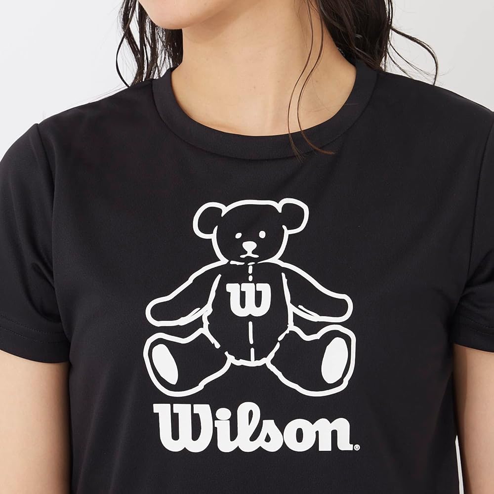 wilson - テニスウェア　ウィルソン　くま柄 ウィルソンベア レディース L Wilson テニス ウェア 半袖 紺色